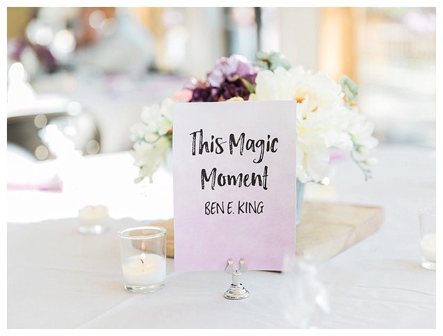 song table cards wedding