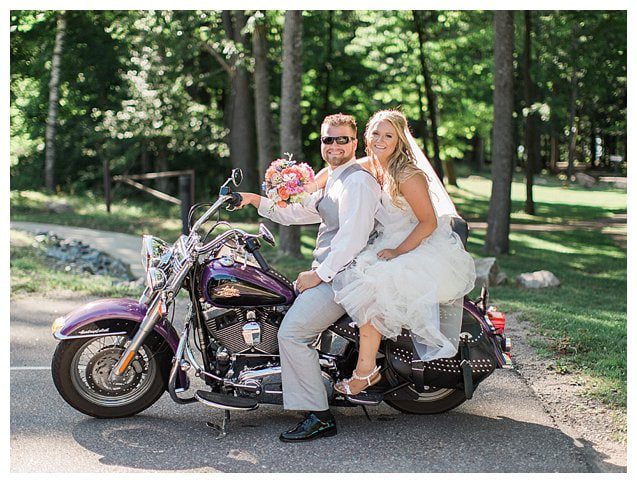 Bride Groom on Harley Motorcycle